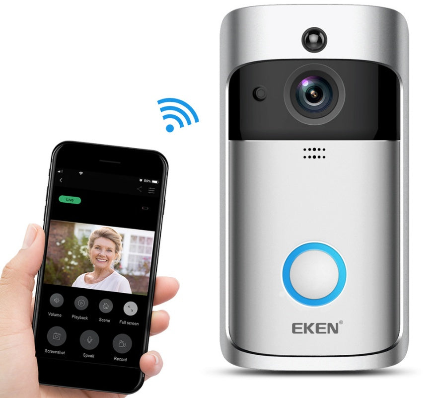 Video Doorbell Smart Wireless WiFi Security Door Bell with smartphone remote access and HD camera.