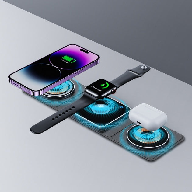 3-in-1 Magnetic Wireless Charger – iPhone, iWatch &amp; AirPods