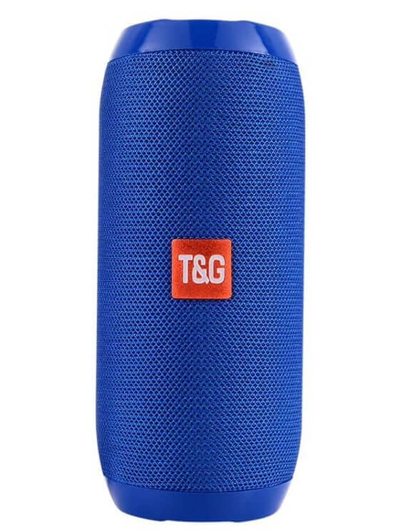 Wireless Bluetooth Speaker 10W Waterproof in blue color with mesh design and T&amp;G logo on front.