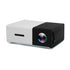 1080P LED Mini High Definition Projector in black and white design with lens visible.