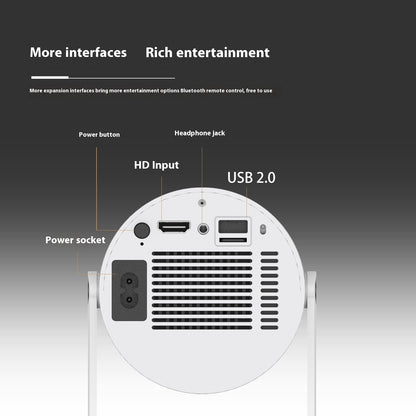 Portable Mini Projector with Auto Focus &amp; 180° Adjustable Projection