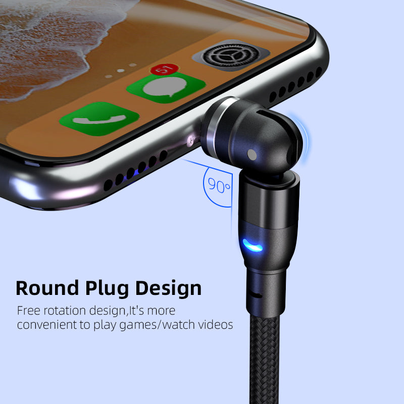 3-in-1 Magnetic Charging Cable – 540° Rotating
