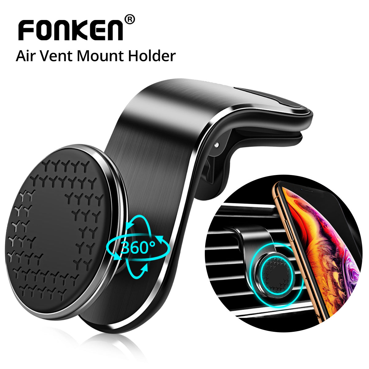 Magnetic Car Phone Holder – Rotating Air Vent Mount