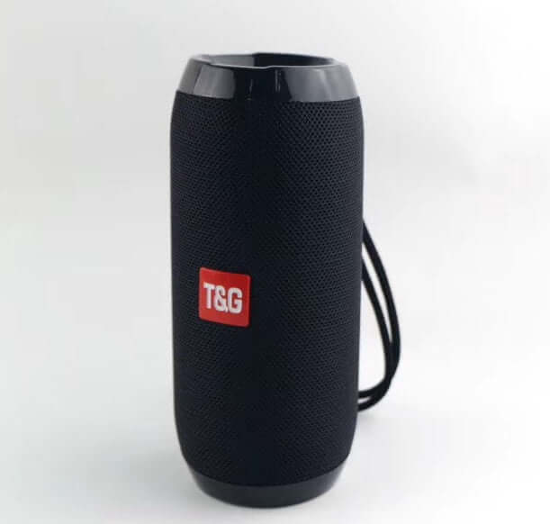 Wireless Bluetooth Speaker 10W Waterproof column subwoofer in black with T&amp;G logo.