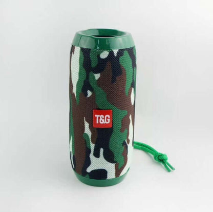 Wireless Bluetooth Speaker 10W Waterproof in camouflage pattern with green and black design.