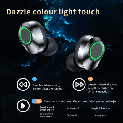 YD03 Wireless Bluetooth-compatible Headset TWS with dazzle colour light touch controls and ergonomic design.