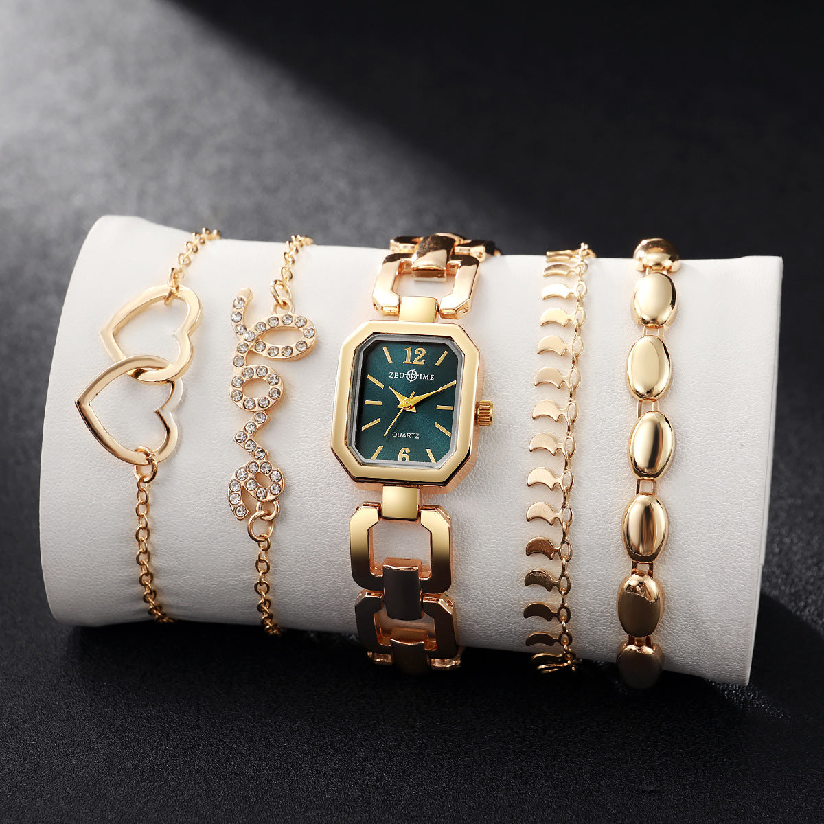 Square Women’s Watch with Heart Bracelet