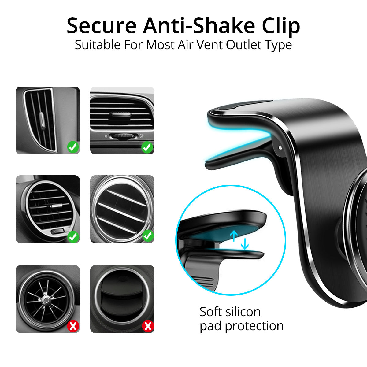 Magnetic Car Phone Holder – Rotating Air Vent Mount