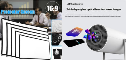 Portable Mini Projector with Auto Focus &amp; 180° Adjustable Projection