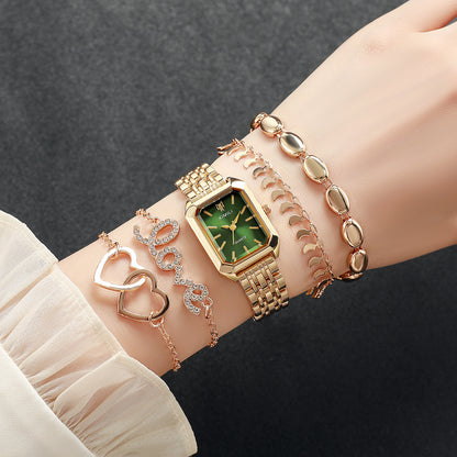 Square Women’s Watch with Heart Bracelet