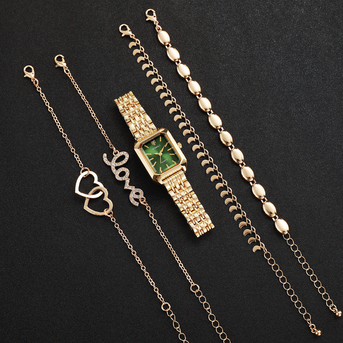 Square Women’s Watch with Heart Bracelet