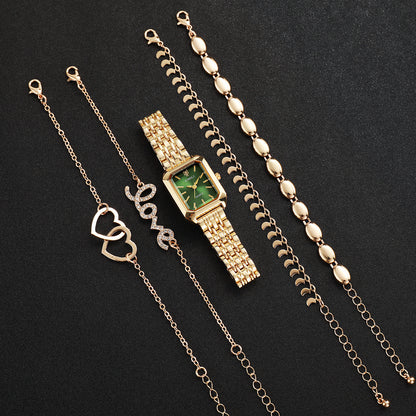 Square Women’s Watch with Heart Bracelet