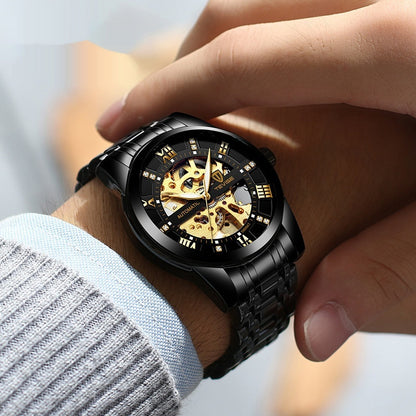 Mechanical Watch with Skeleton Steel Bracelet