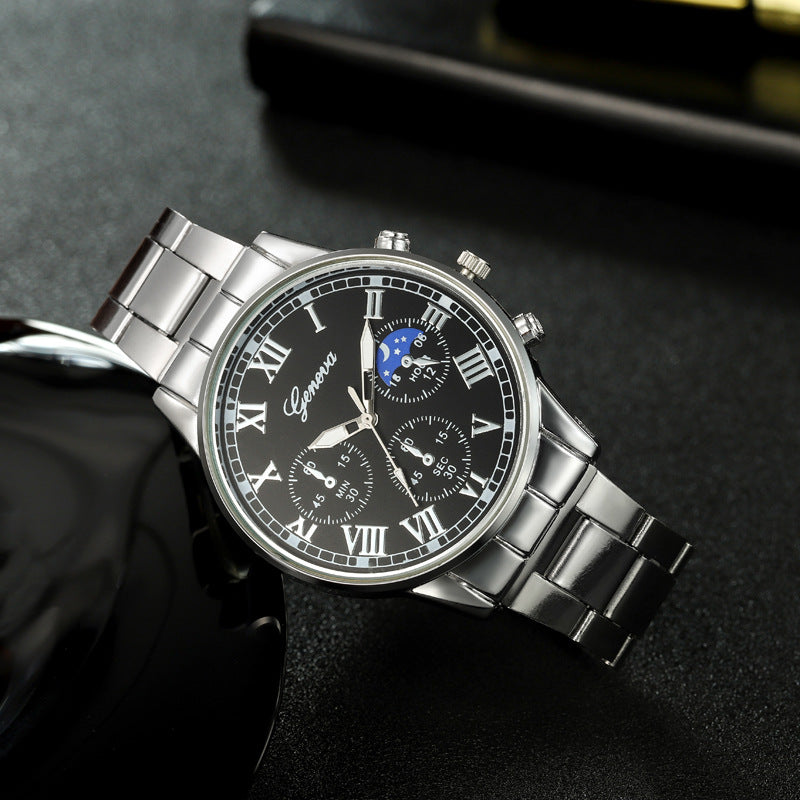 Men’s 4-Piece Set – Quartz Watch, Necklace, Bracelet &amp; Ring