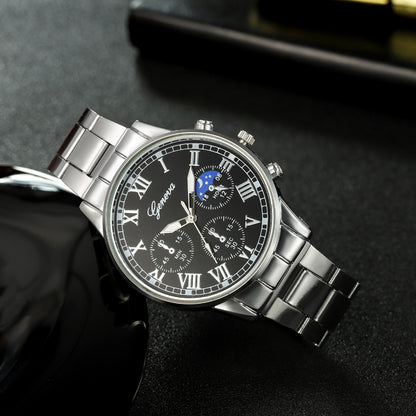 Men’s 4-Piece Set – Quartz Watch, Necklace, Bracelet &amp; Ring
