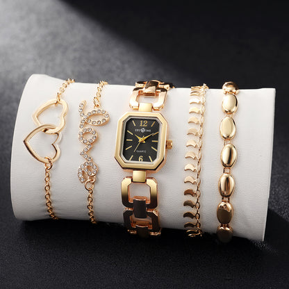 Square Women’s Watch with Heart Bracelet