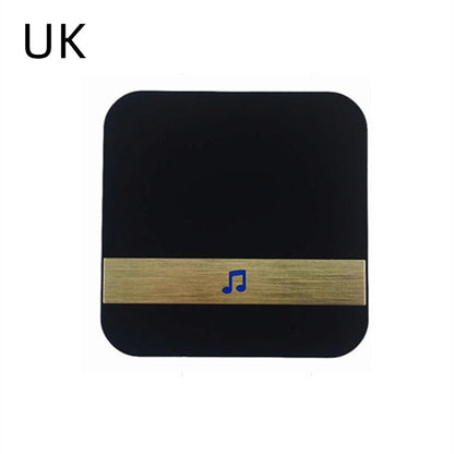 Video Doorbell Smart Wireless WiFi Security Door Bell on smooth black surface with gold accent and music note logo.