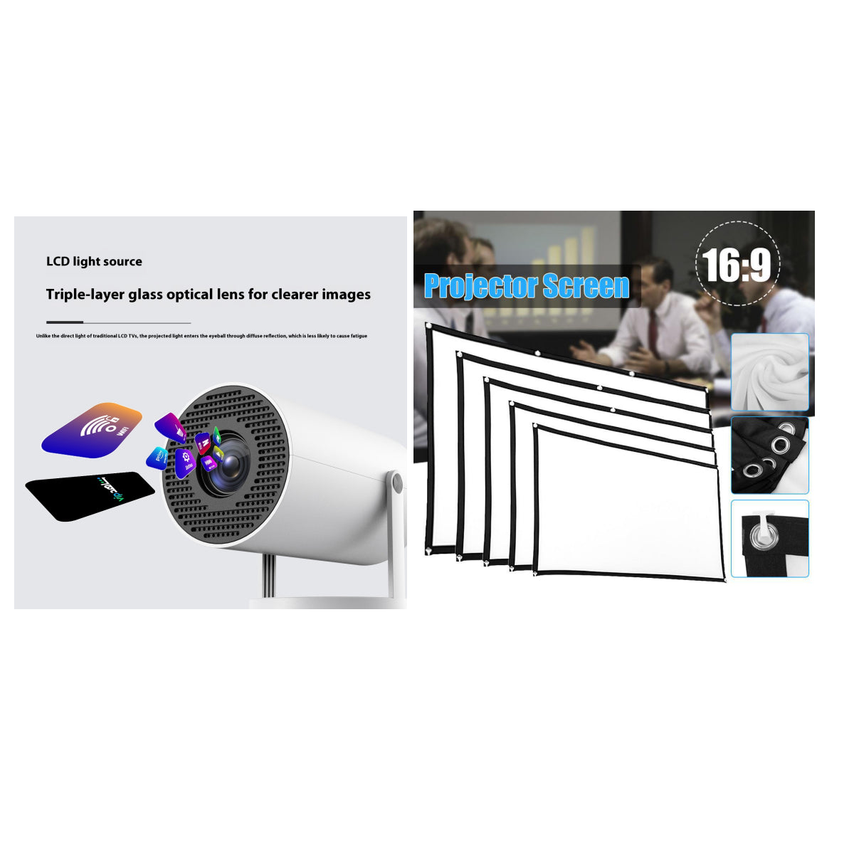 Portable Mini Projector with Auto Focus &amp; 180° Adjustable Projection