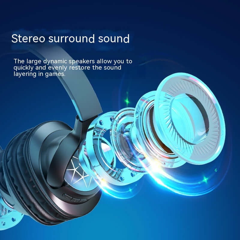 Stereo Headset Wireless Bluetooth Headset with large dynamic speakers for enhanced sound quality.