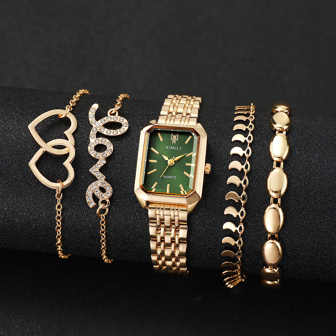 Square Women’s Watch with Heart Bracelet