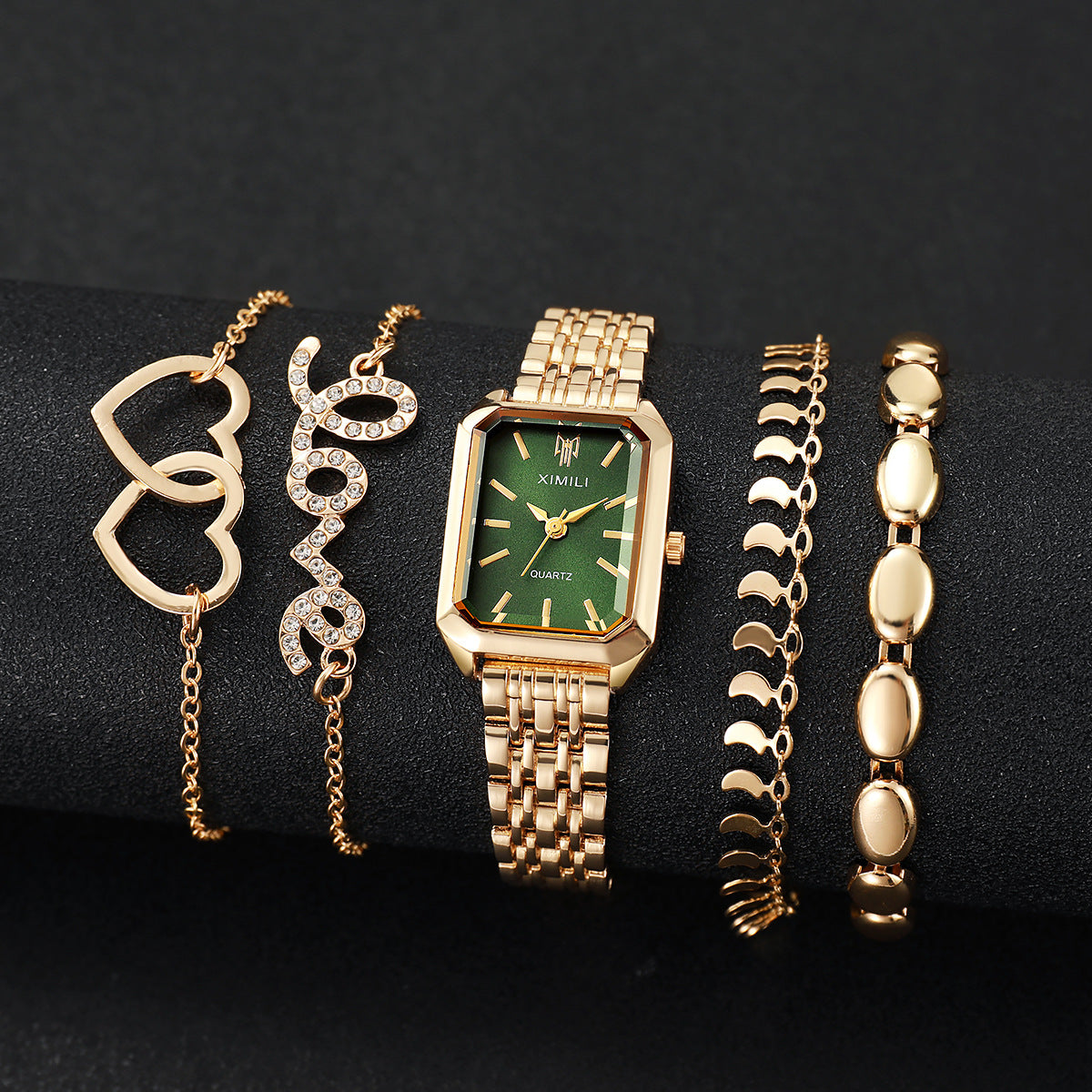 Square Women’s Watch with Heart Bracelet