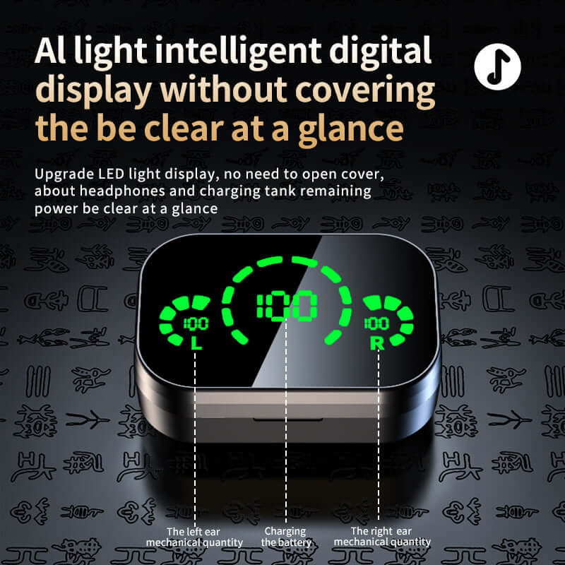YD03 Wireless Bluetooth-compatible Headset TWS large screen AI light digital display for battery status