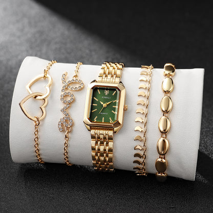 Square Women’s Watch with Heart Bracelet