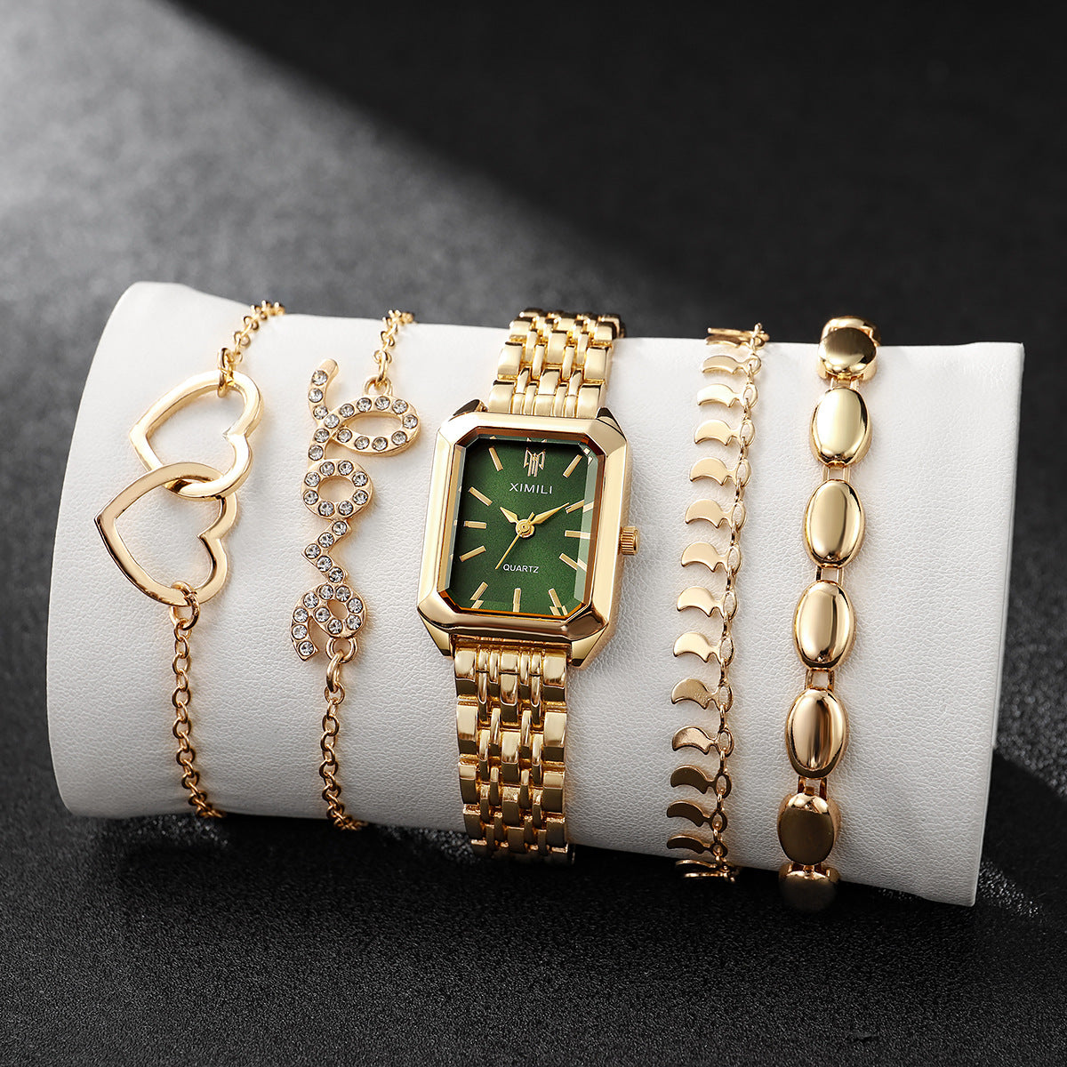Square Women’s Watch with Heart Bracelet