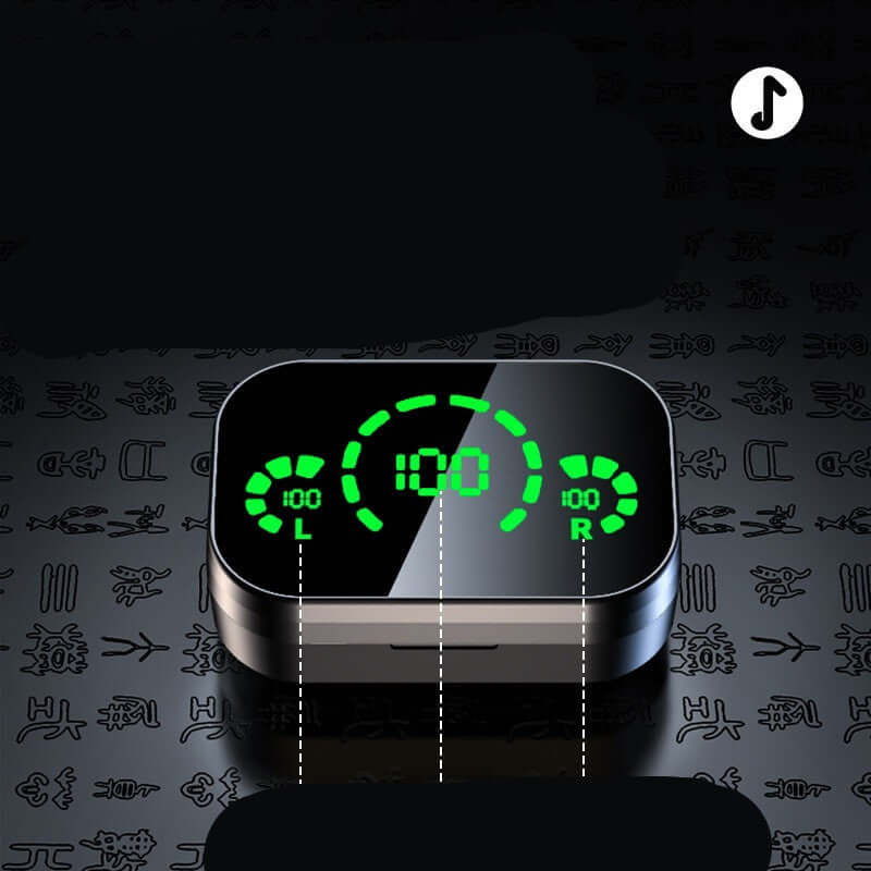 YD03 Wireless Bluetooth-compatible Headset TWS with LED soft light display showing battery level, sleek design.
