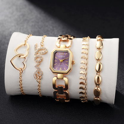 Square Women’s Watch with Heart Bracelet