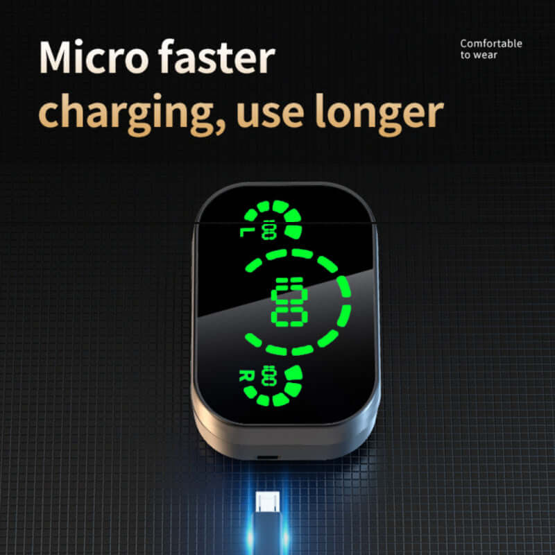 YD03 Wireless Bluetooth-compatible Headset TWS micro charging station with LED display for power status.