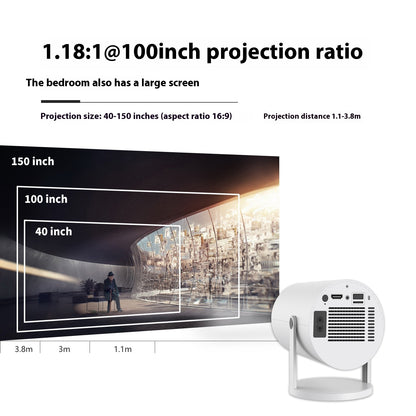 Portable Mini Projector with Auto Focus &amp; 180° Adjustable Projection